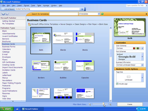 Microsoft Office Publisher screen 2