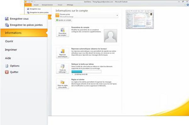 Microsoft Outlook 2010 screen 2