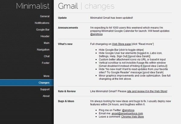 Minimalist Gmail screen 1