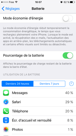 Mode Économie Énergie iOS 9