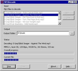 MP3 Decode screen