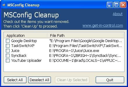 MSConfig Cleanup screen 1