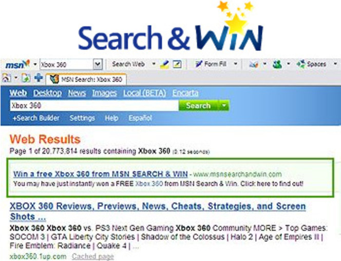MSN search and win