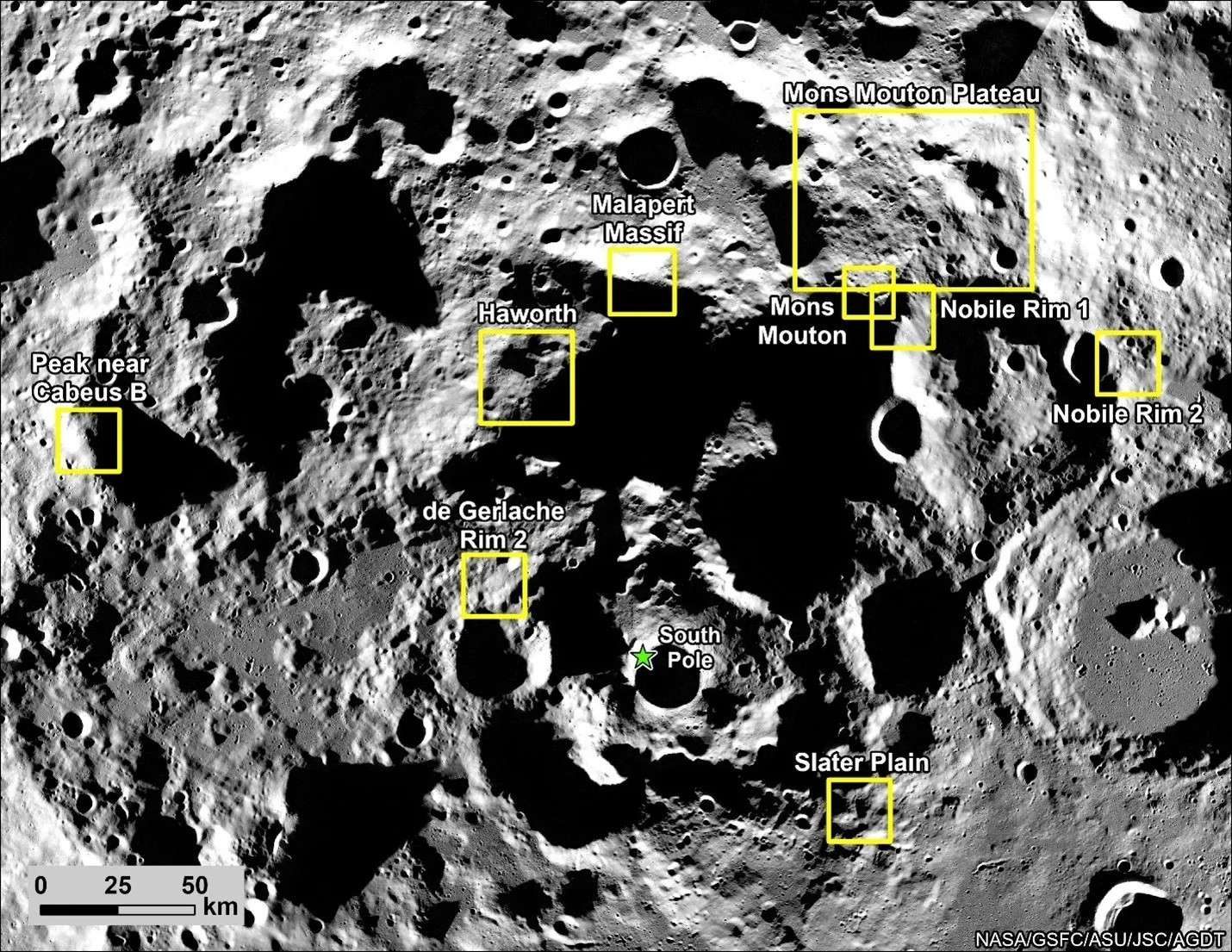 NASA Artemis 3 sites alunissage pole sud