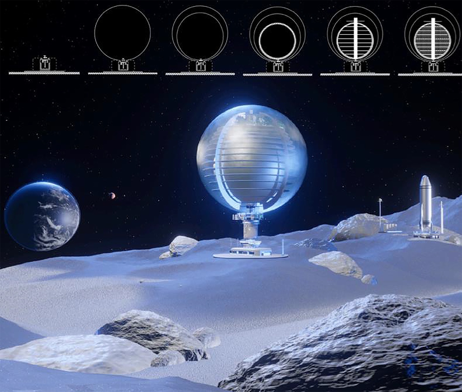 NASA NIAC concept base lunaire verre regolithe