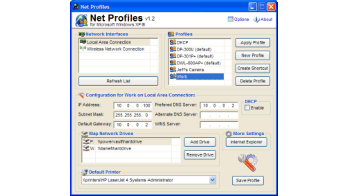 Net Profiles : sauvegarder les paramètres de connexion réseau