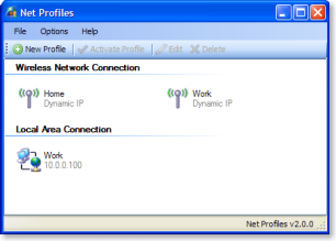 Net Profiles screen 1