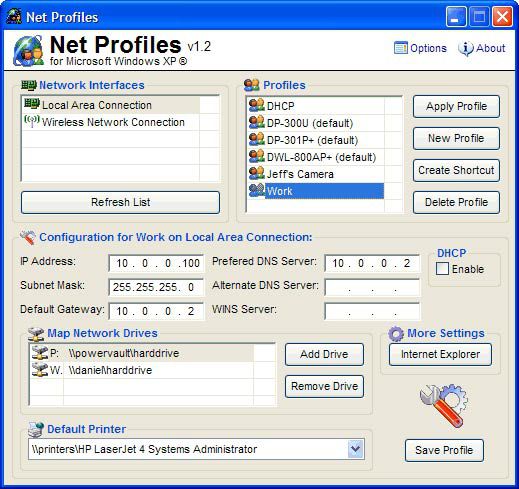 Net Profiles screen 3