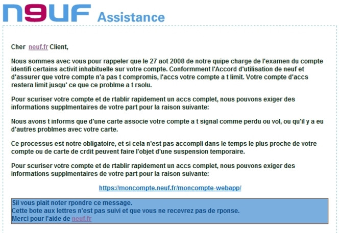 Neuf Cegetel Phishing