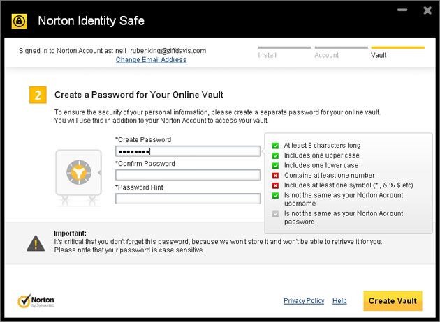 Norton Identity Safe screen2
