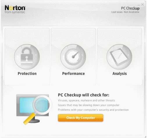 Norton PC Checkup screen 1
