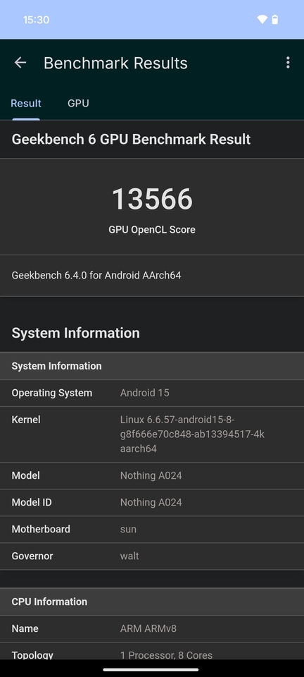 Nothing Phone 3 Geekbench 6 GPU
