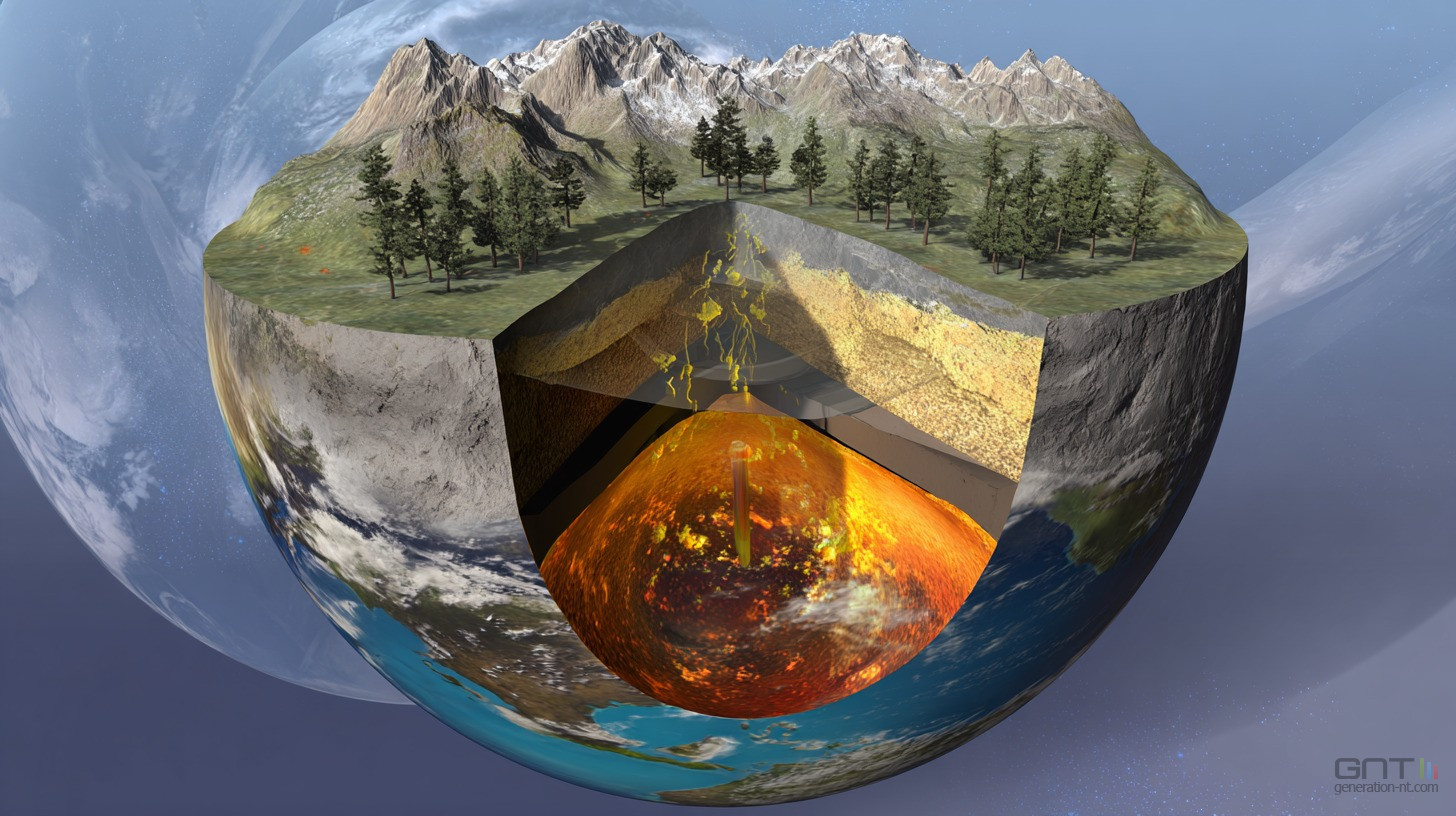 noyau terrestre vue coupe