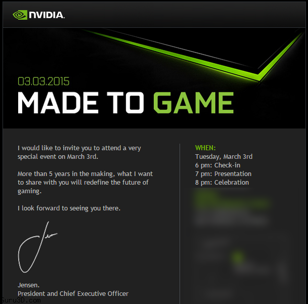 Nvidia invitation 3 mars 2015