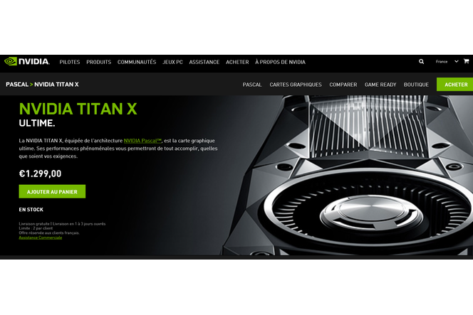 Nvidia Titan X Pascal prix
