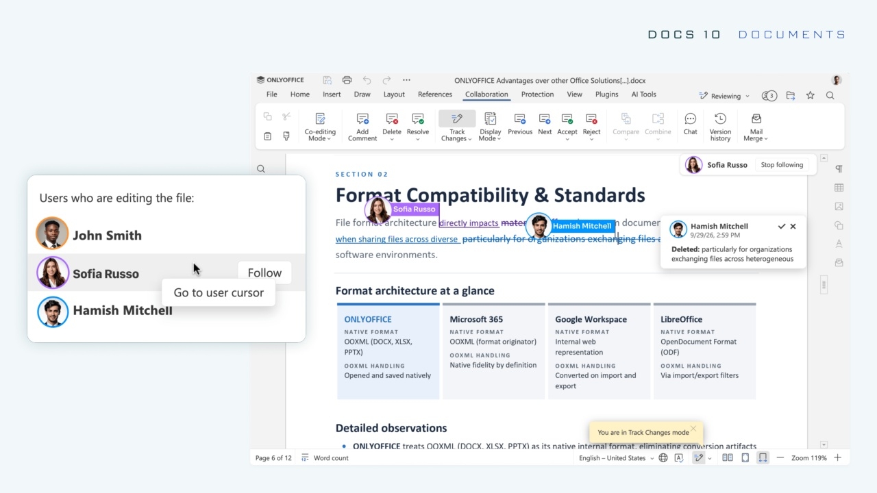 OnlyOffice edition document suivi curseur