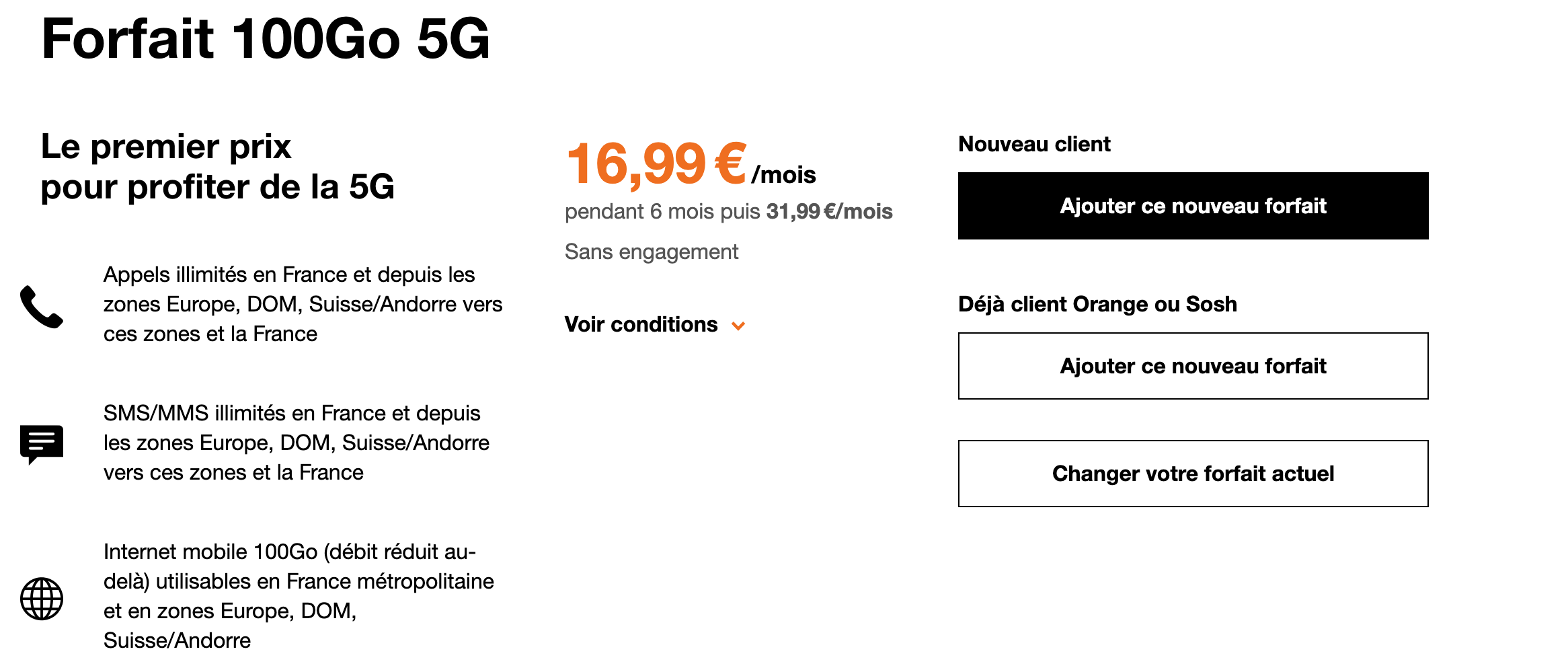 Orange 100go 5G