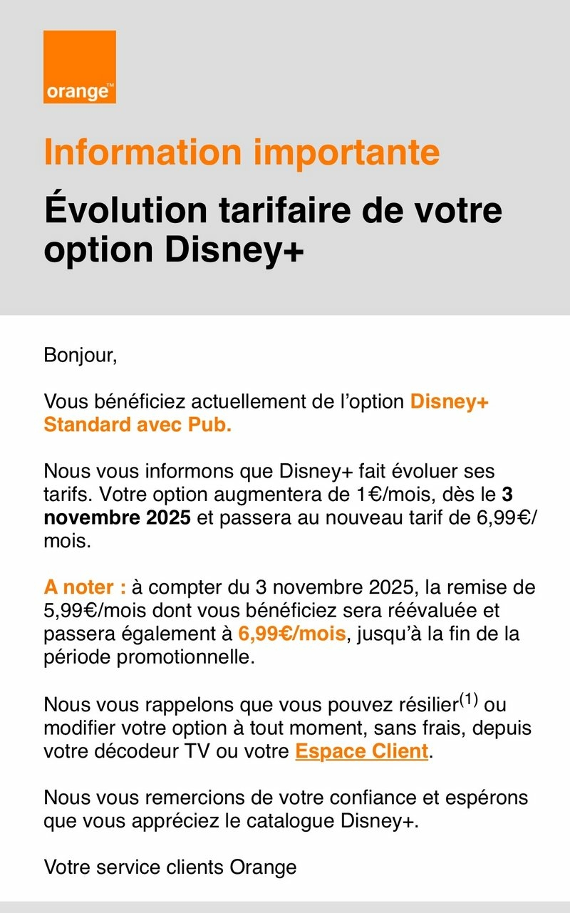 Orange hausse prix