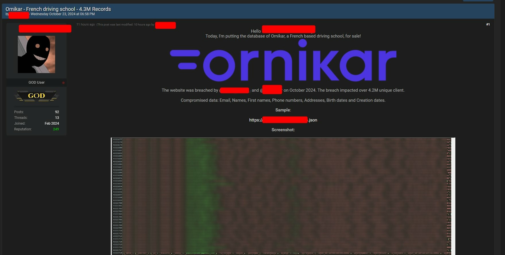 ornikar-annonce-vente-base-donnees