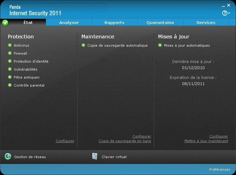 Panda Internet Security 2011 screen 2