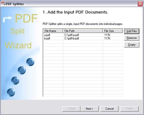 PDF Splitter screen 1