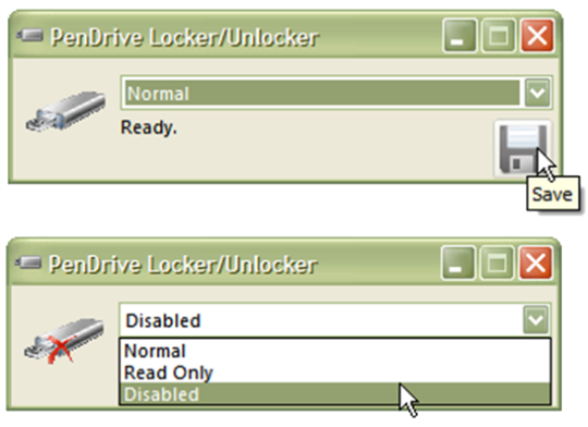 Pendrive LockerUnlocker screen