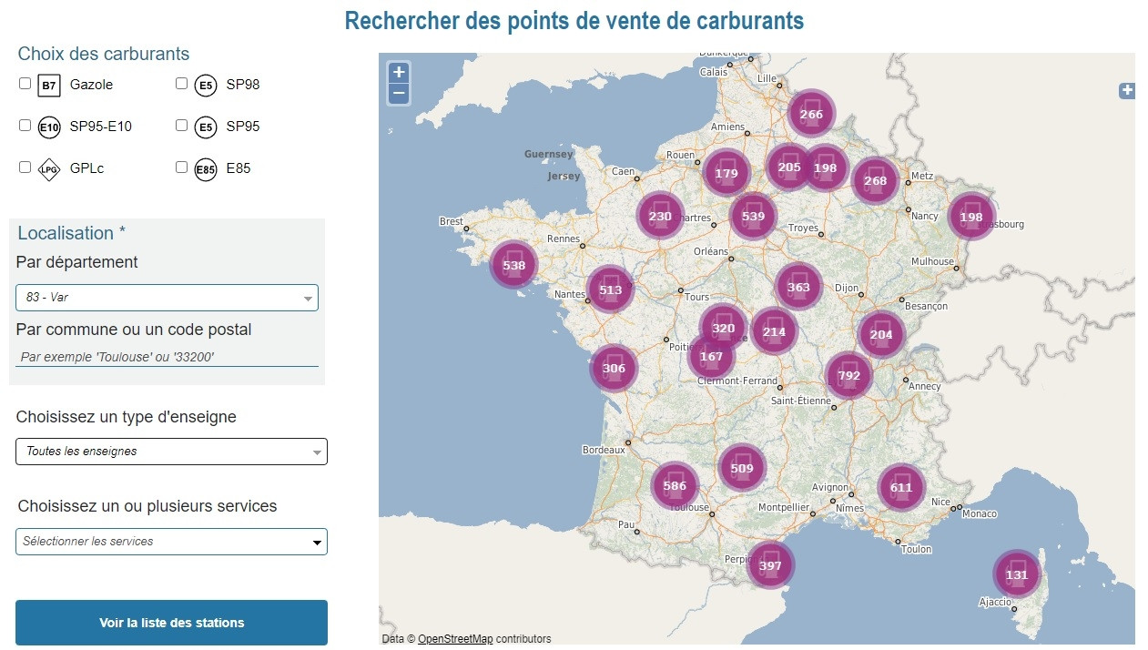 penurie carburant carte interactive gouvernement