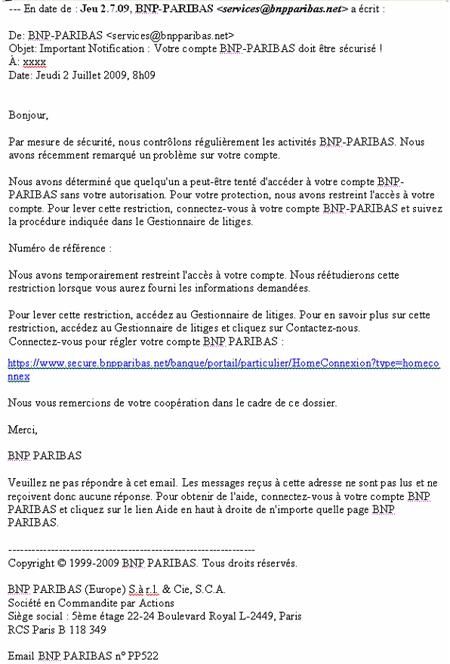 Phishing BNP Juillet Phishing BNP Juillet 1