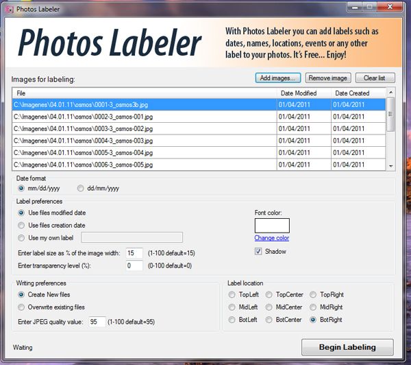 Photo Labeler screen 2