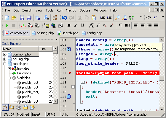 PHP Expert Editor screen1