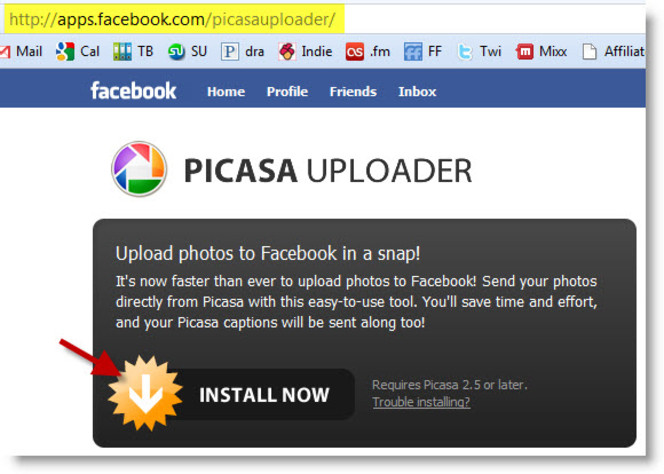 Picasa Facebook Uploader