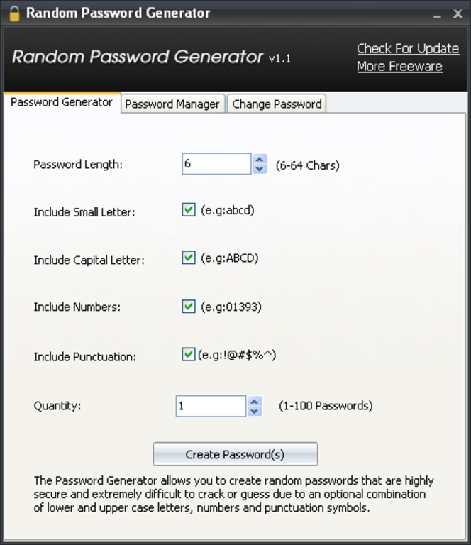 Random Password Generator screen1