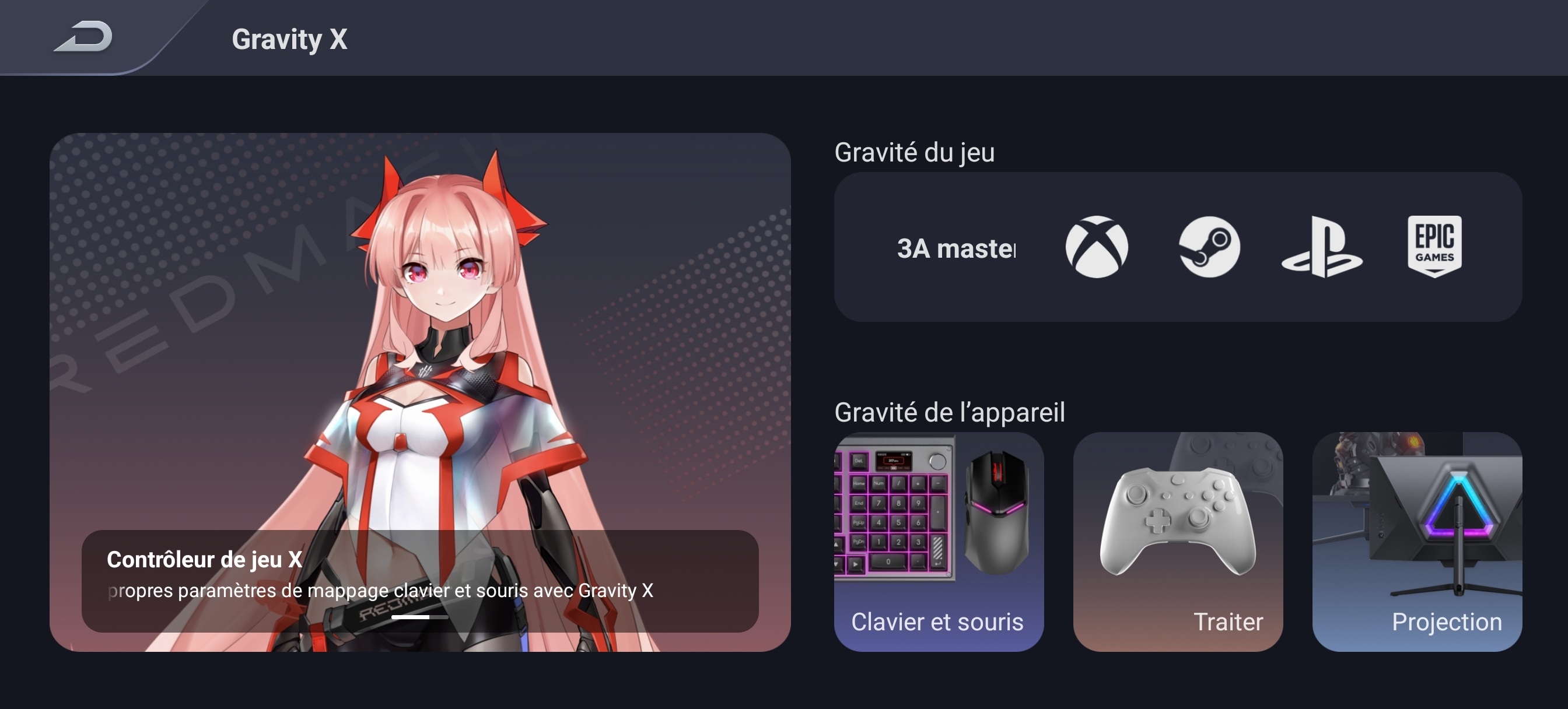 Redmagic 10s Pro interface gaming Gravity X
