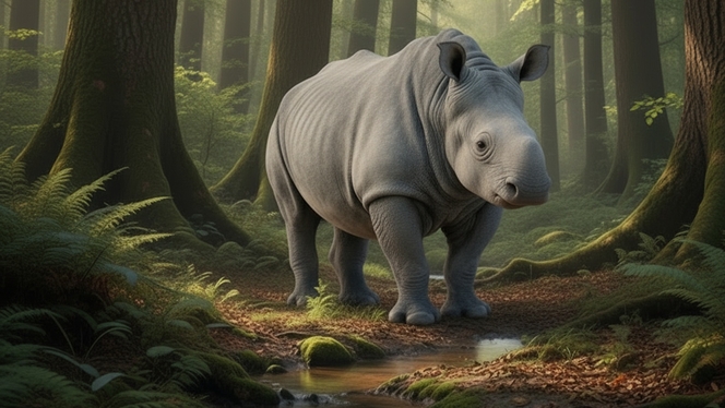 rhinoceros sans corne foret 02 illustration ia