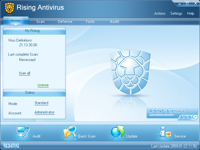 Rising Antivirus screen
