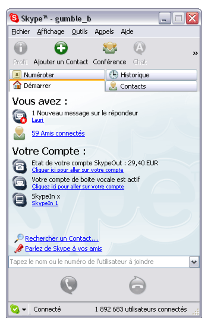 Skype 3.1.0.144 pour Windows (350x550)