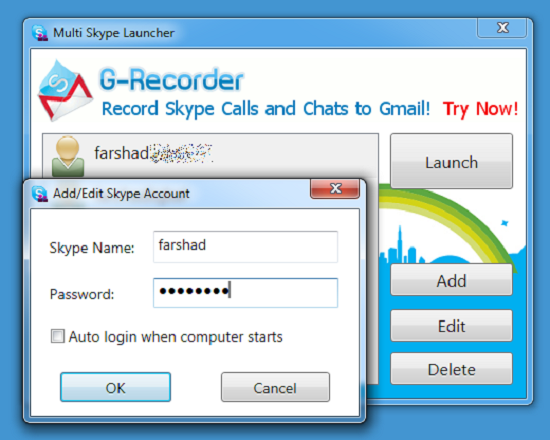 Skype Launcher screen1