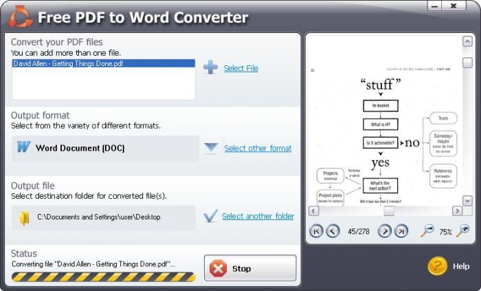 SmartSoft Free PDF to Word Converter screen 1