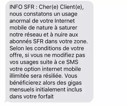 SMS SFR internet illimité