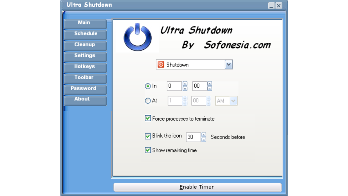 Sofonesia Ultra Shutdown éteindre son PC automatiquement