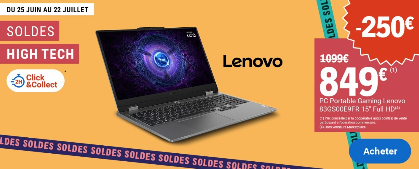 soldes d'e?te? Leclerc - Lenovo LOQ 83GS00E9FR