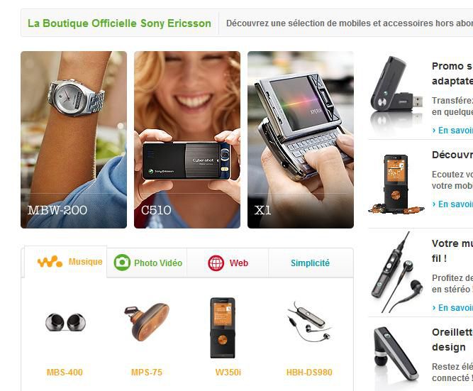 Sony Ericsson boutique en ligne