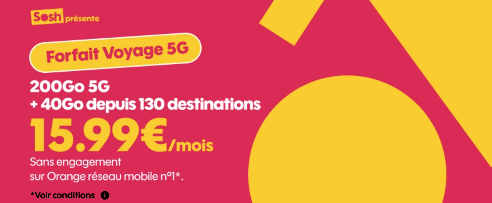 Sosh 200 Go 5G + 40 Go a? lâ€™international