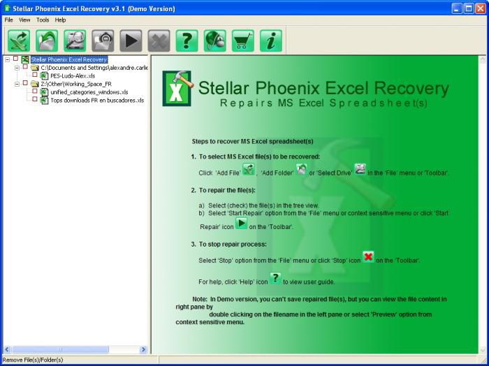Stellar Phoenix Excel Recovery screen 2