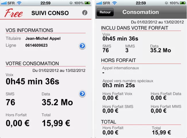 Free Mobile : applications suivi conso gratuites sur iPhone