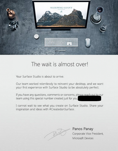Surface Studio livraison