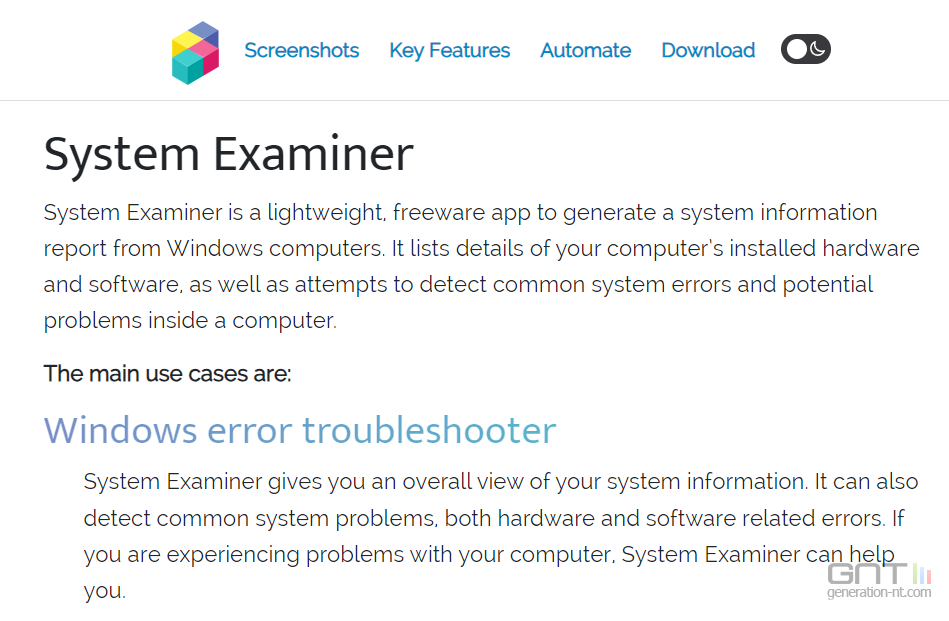 system examiner banner