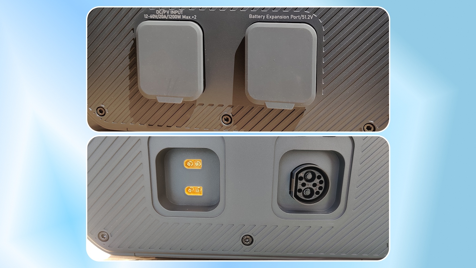 Test Bluetti Apex 300 - Connecteurs flanc droit