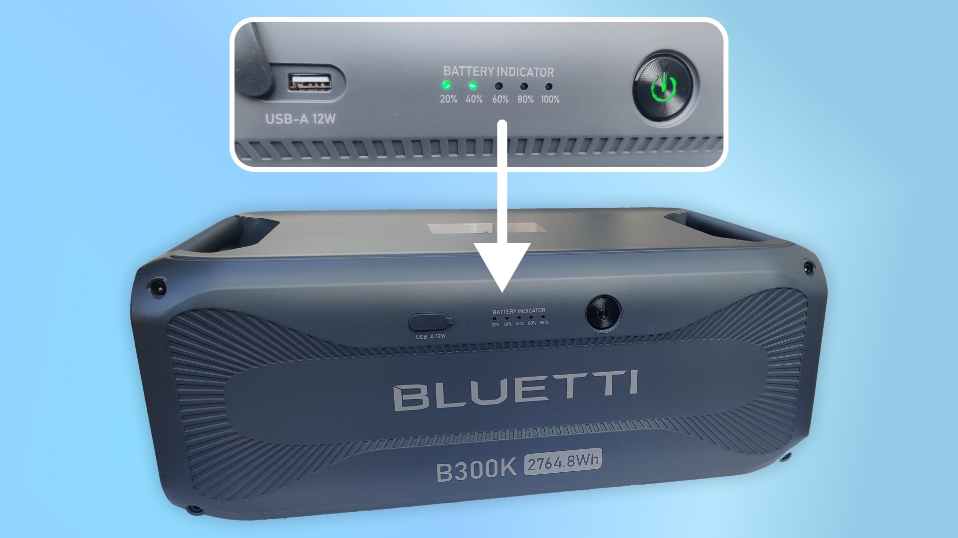 Test Bluetti B300K - Boutons en faÃ§ade