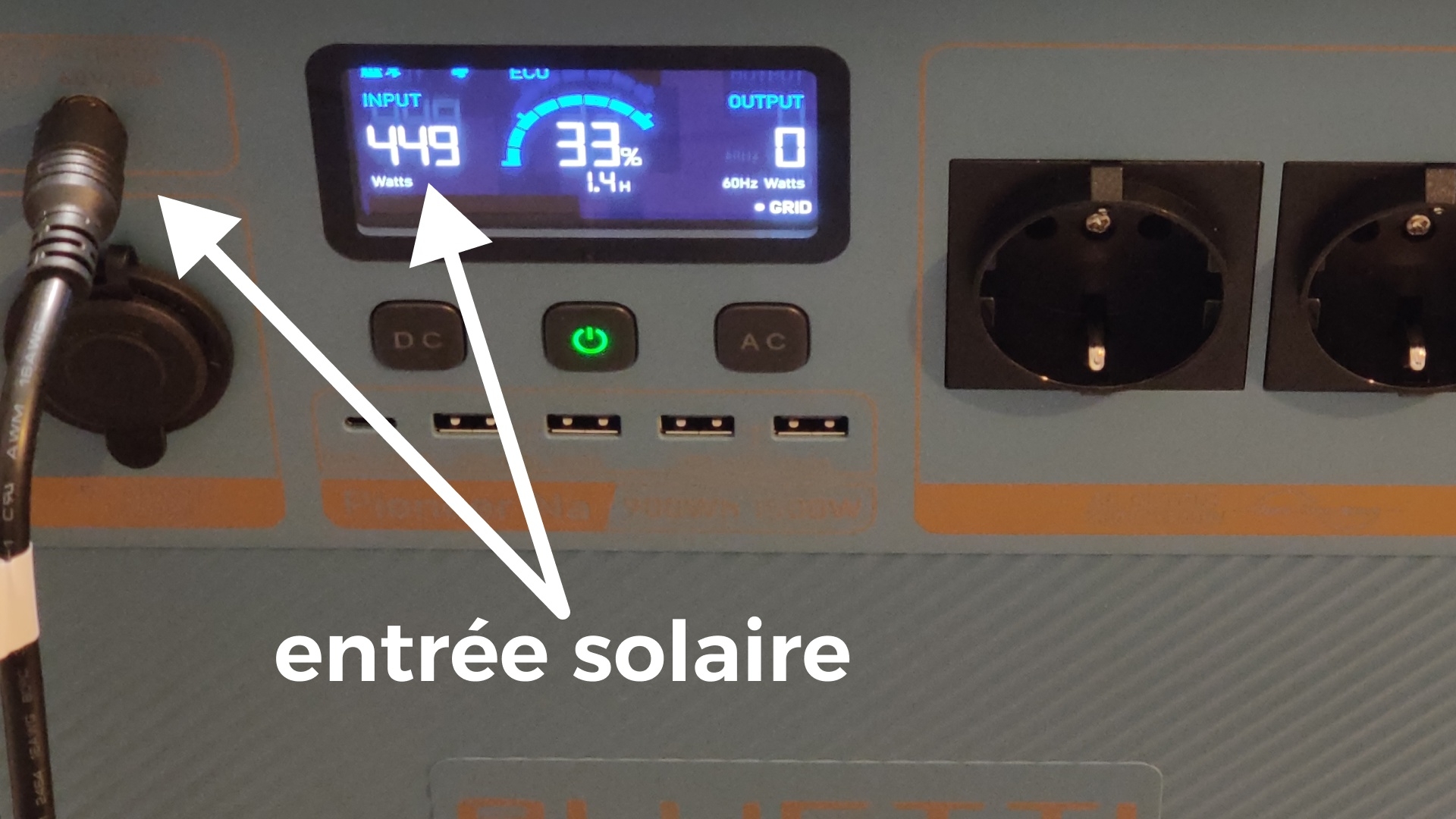 Test Bluetti Pioneer Na - EntrÃ©e solaire
